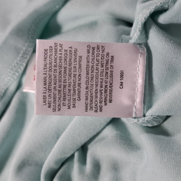 Melanie Lyne Teal Blue Silver Sparkle Scoop Neck Stretch High Low Tee NWT L - Picture 7 of 10